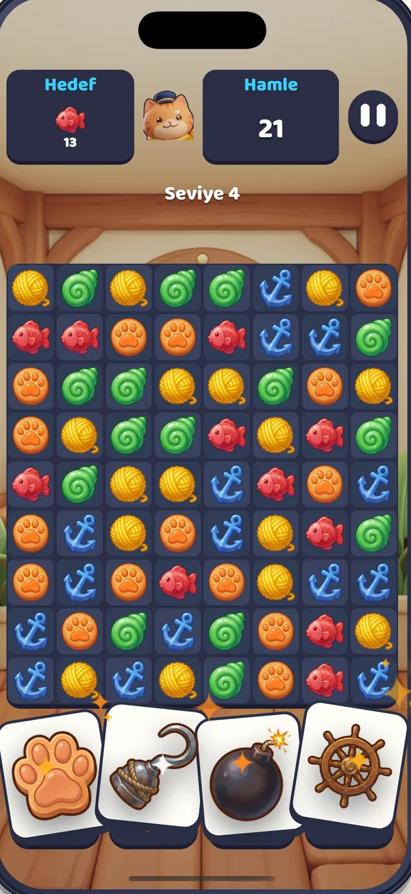 A Captain Mittens board with the four boosters waiting at the bottom