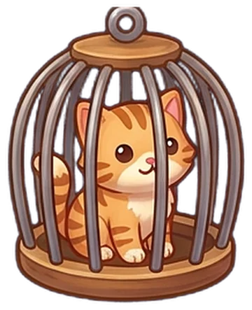 A kitten trapped in a cage