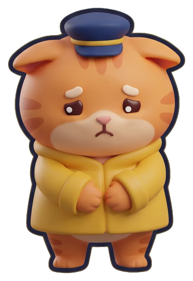 Captain Mittens, soaked and worried, hat sagging