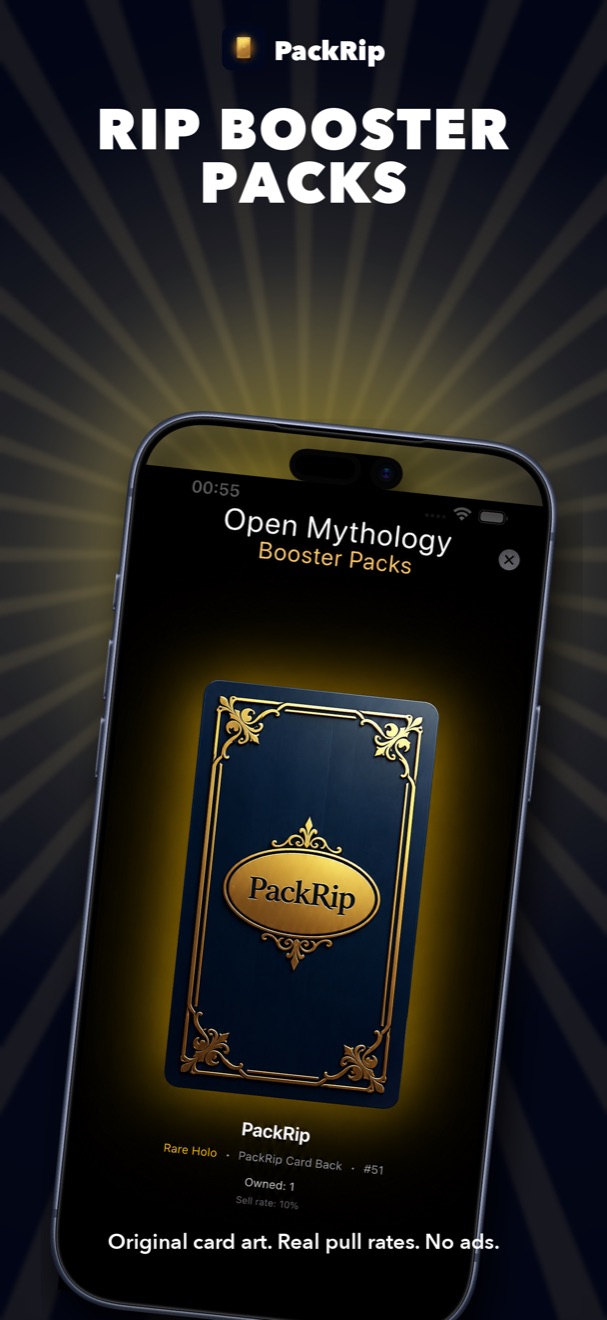 PackRip: Cards on iPhone — rip booster packs