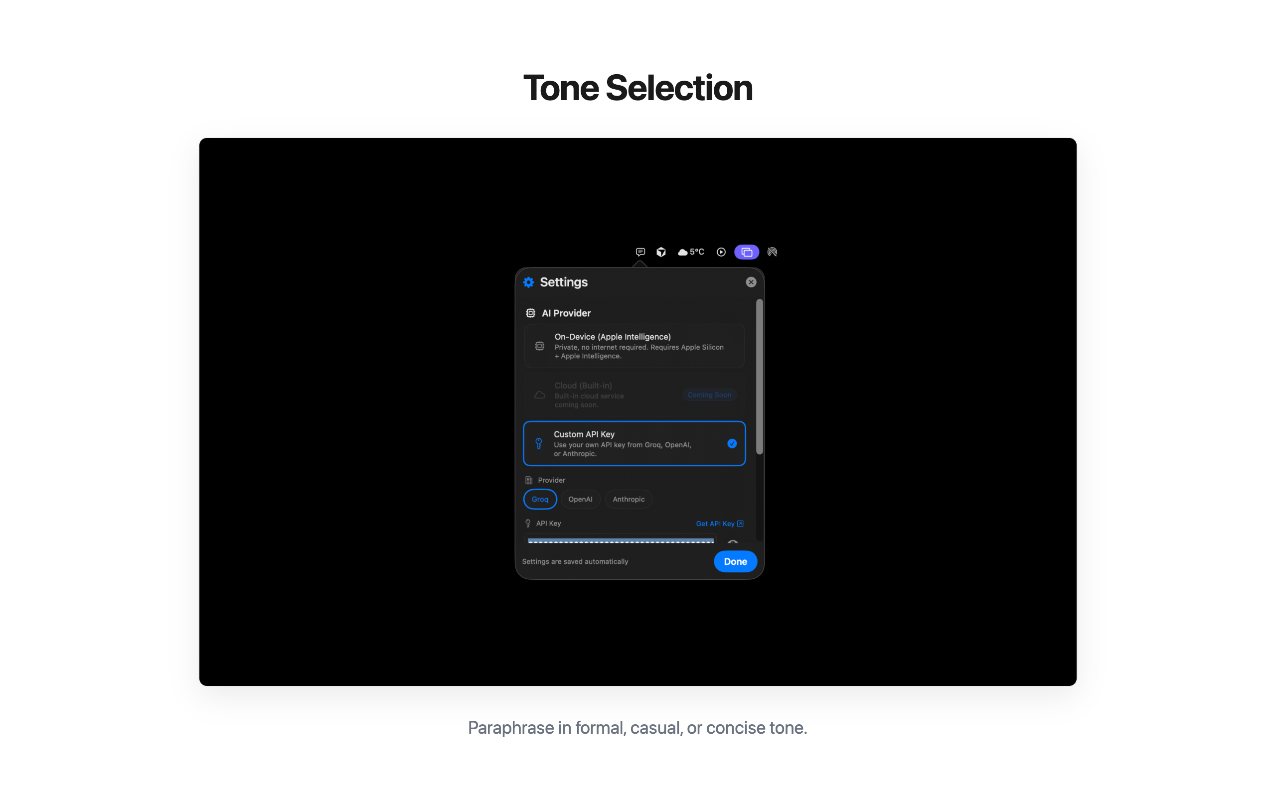 Tone Selection
